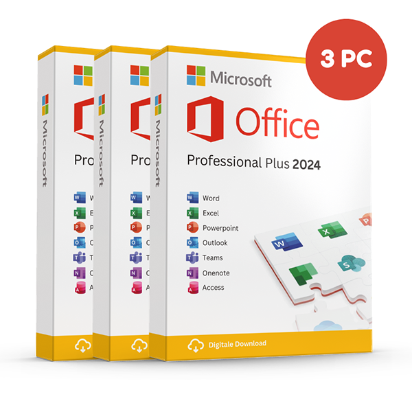 Office Professional Plus 2024 — 3 PCs Perpetual · 3 PCs · Windows — genuine Microsoft license