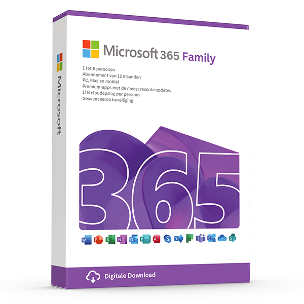 Microsoft 365 Family — 6 users · 30 devices 6 users · 1 year · 30 devices — genuine Microsoft license
