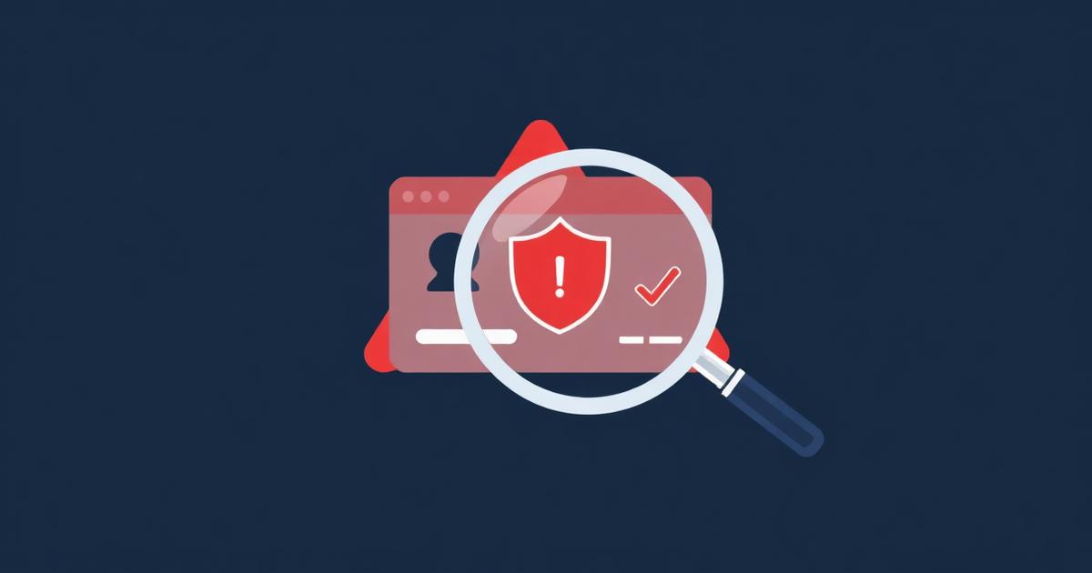 Illustration of a magnifying glass inspecting a product key card with a warning shield