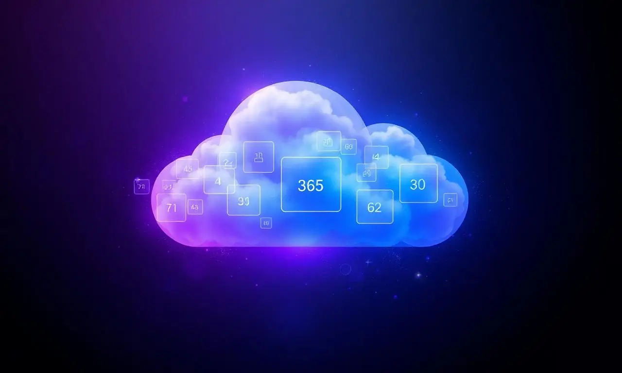 Indigo cloud illustration symbolising the Microsoft 365 subscription suite