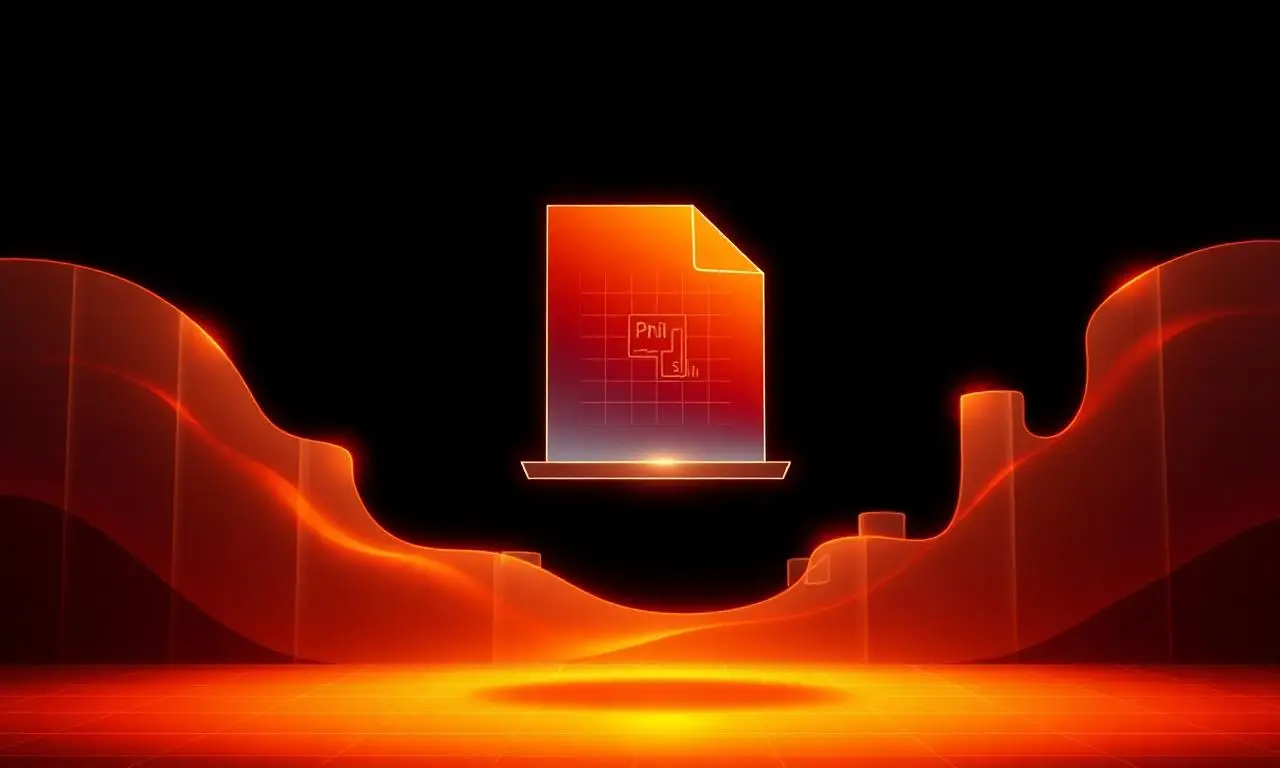 Warm orange editorial illustration evoking the Microsoft Office productivity suite
