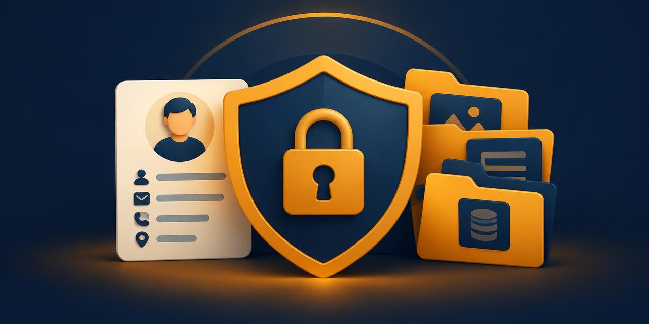 Shield and padlock protecting personal data