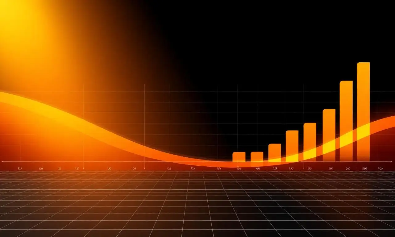 Glowing amber gantt-style chart evoking Microsoft Project planning software